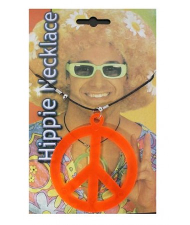Hippie Peace Sign Necklace Orange BUY
